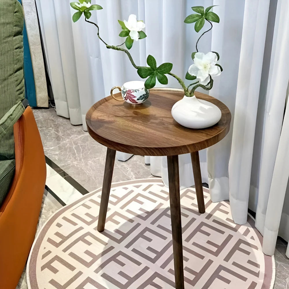 Round Side Table | Solid Wood & Space-Saving | 40 x 48.5 cm