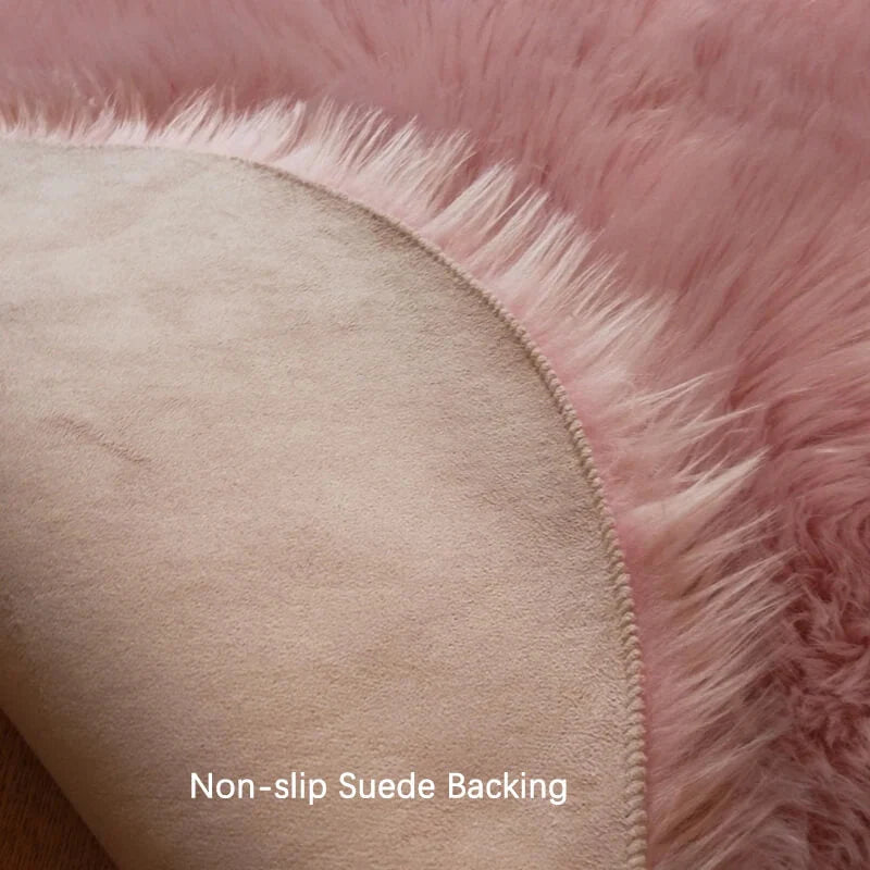 Rug | Faux Sheepskin Plush & Non-Slip Suede Backing