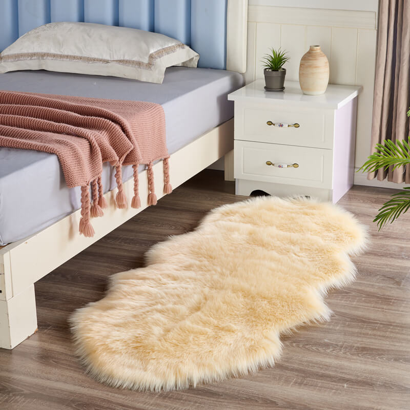 Rug | Faux Sheepskin Plush & Non-Slip Suede Backing