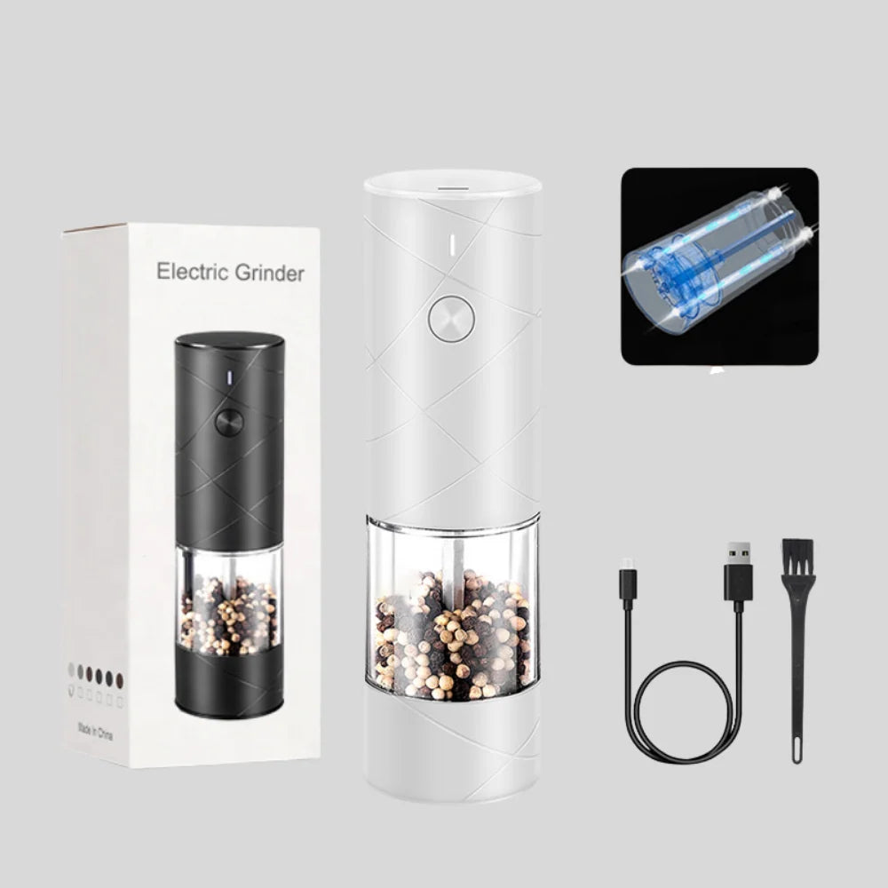 Salt & Pepper Grinder Set | One-Button Rechargeable & LED | Set of 2