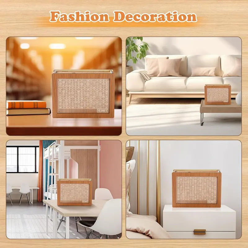 Savings Box | Wooden & Clear-Acrylic Panel | 9 Goal Options