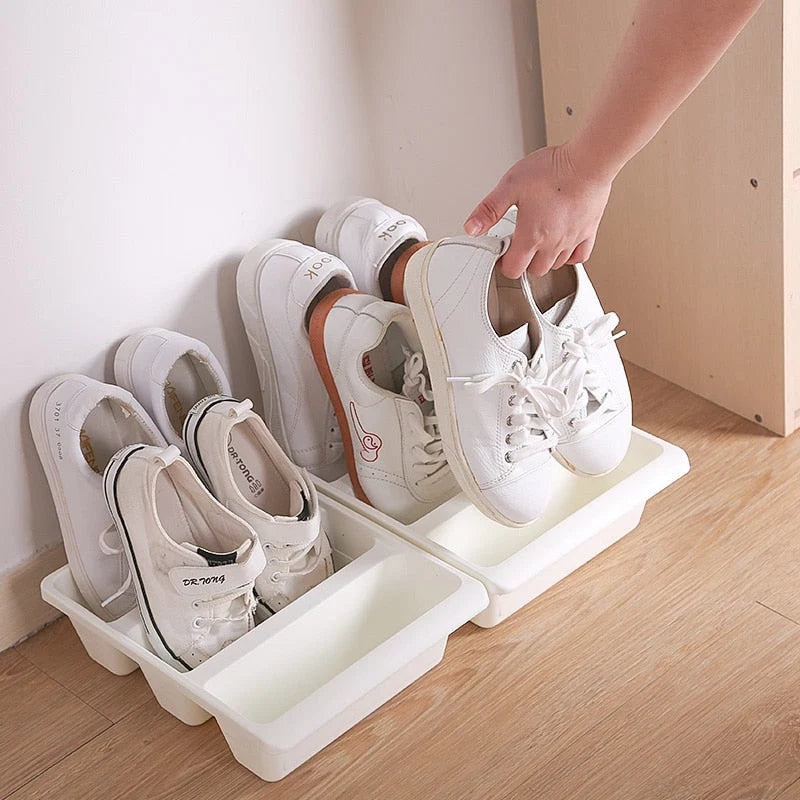 Shoe Organizer | 3-Section Grooved Upright & Space-Saving | 31.5 x 24 x 9 cm