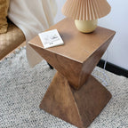 Side Table | Geometric Stacked Pyramid & Square Top