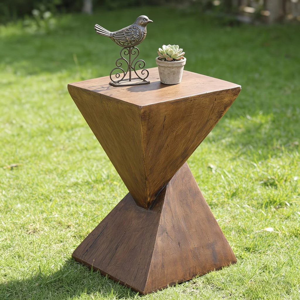 Side Table | Geometric Stacked Pyramid & Square Top