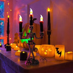Skeleton Candle Holder | Warm LED Glow & Battery-Operated | 3 Candles