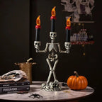 Skeleton Candle Holder | Warm LED Glow & Battery-Operated | 3 Candles