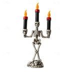 Skeleton Candle Holder | Warm LED Glow & Battery-Operated | 3 Candles