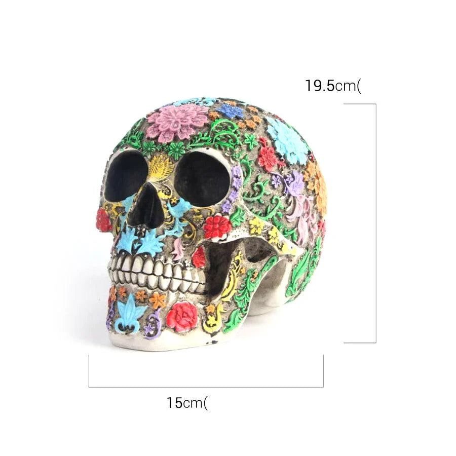 Skull Statue | Vibrant Painted & Durable
