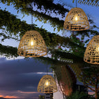 Solar Bell Lantern | Woven Rattan Boho Design | Automatic & Waterproof