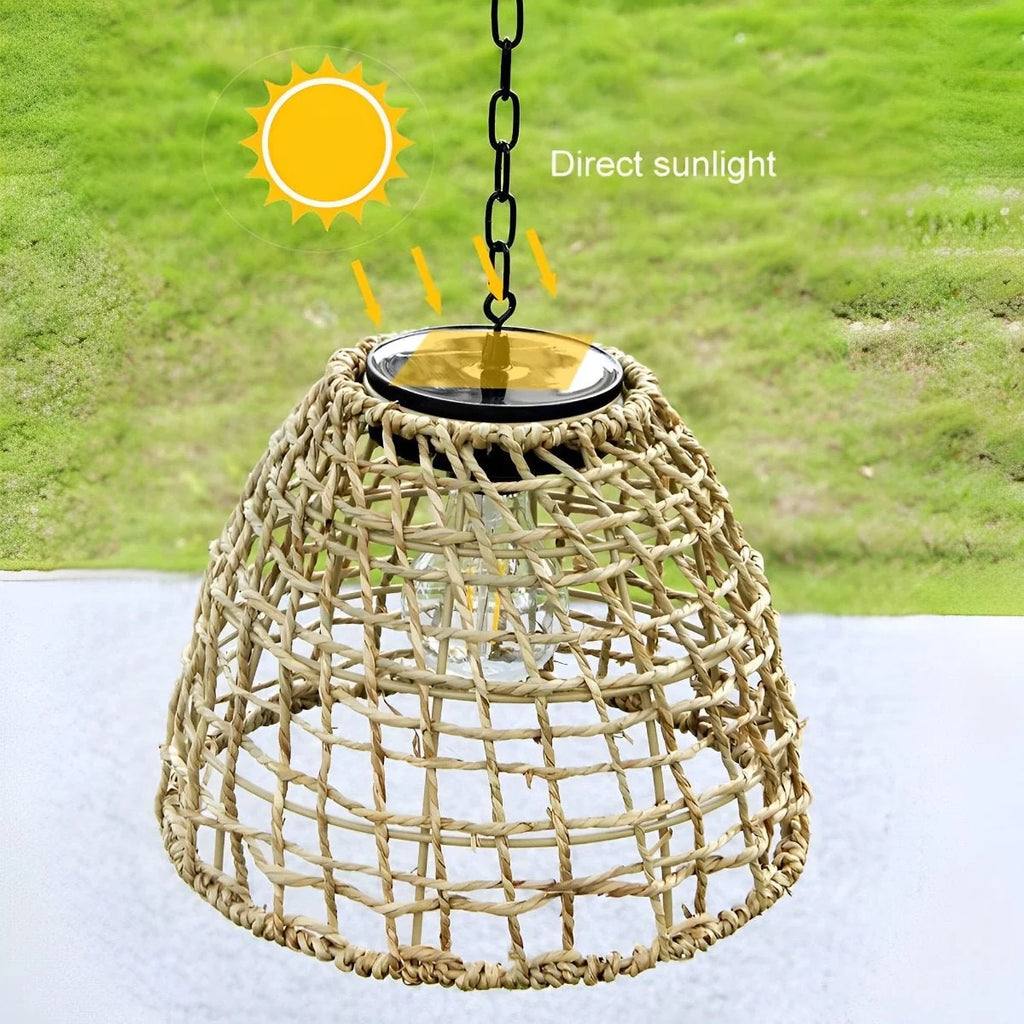 Solar Bell Lantern | Woven Rattan Boho Design | Automatic & Waterproof