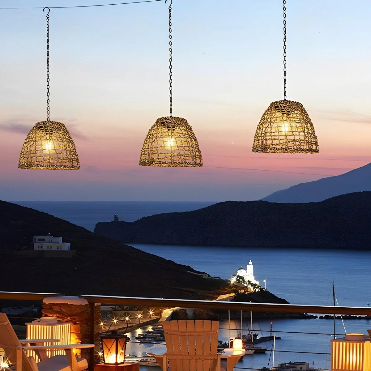 Solar Bell Lantern | Woven Rattan Boho Design | Automatic & Waterproof