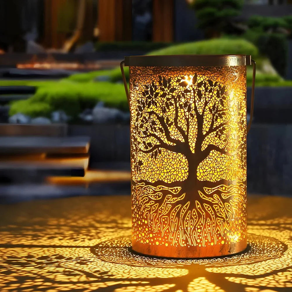 Solar Lantern | Tree Pattern Projection & IP55 Waterproof