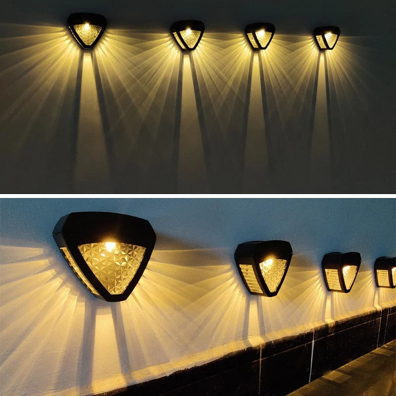 Solar Wall Lamp | Egyptian Pattern Glass & IP65 Waterproof