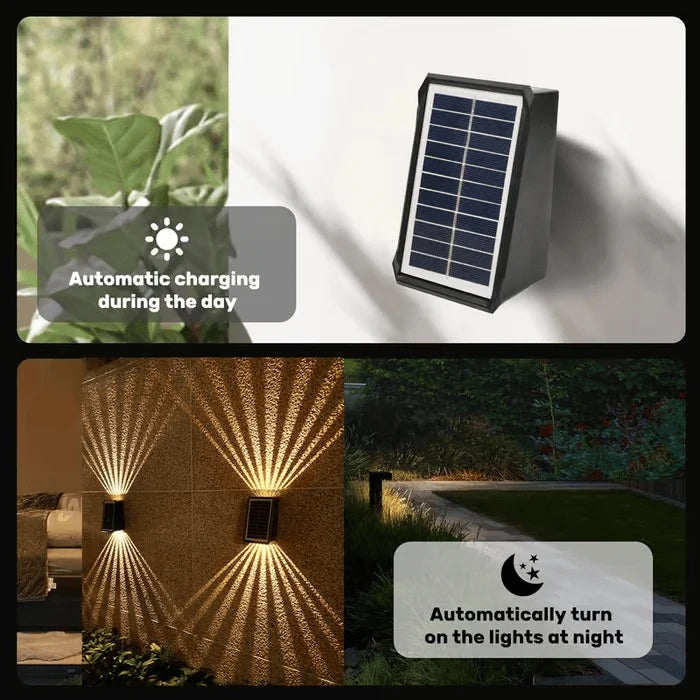 Solar Wall Light | Dual-Beam & Color-Changing | 12-Hour Runtime