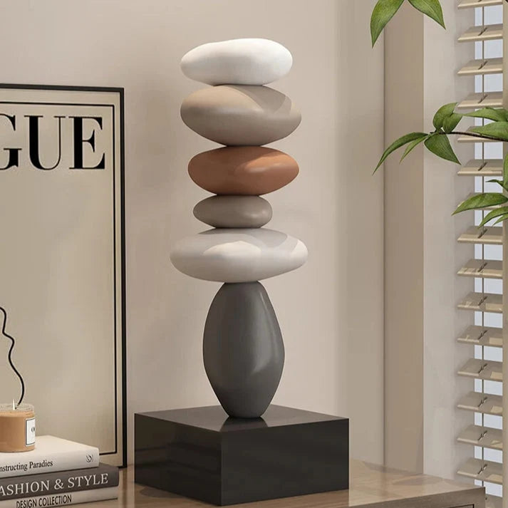 Stone Sculpture | Stacked Stone & Modern Base