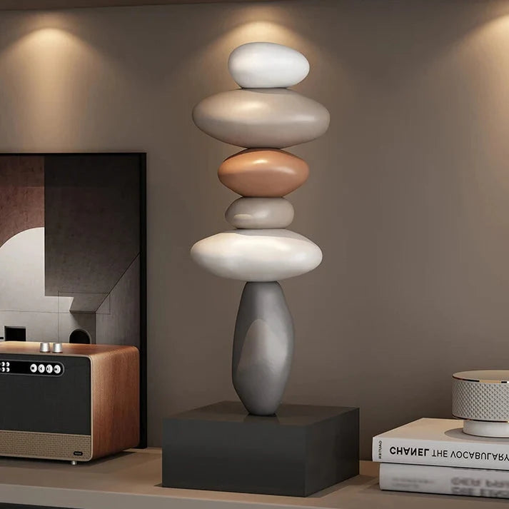 Stone Sculpture | Stacked Stone & Modern Base