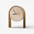 Table Clock | Decorative Stone Finish | Gold & Black Accents
