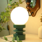 Table Lamp | Bauhaus Design & White Glass Globe | Multiple Base Colors