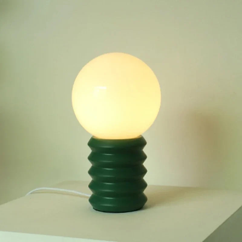 Table Lamp | Bauhaus Design & White Glass Globe | Multiple Base Colors