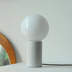 Table Lamp | Bauhaus Design & White Glass Globe | Multiple Base Colors