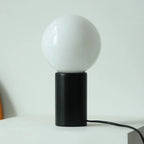 Table Lamp | Bauhaus Design & White Glass Globe | Multiple Base Colors