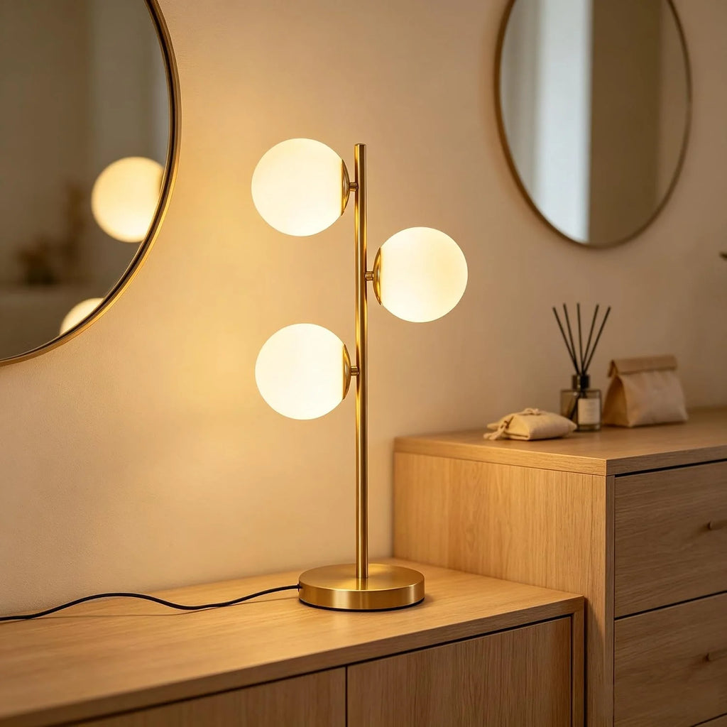 Table Lamp | Frosted Glass Globe & Adjustable 3-Color Light