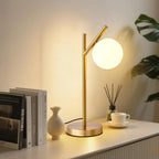 Table Lamp | Frosted Glass Globe & Adjustable 3-Color Light