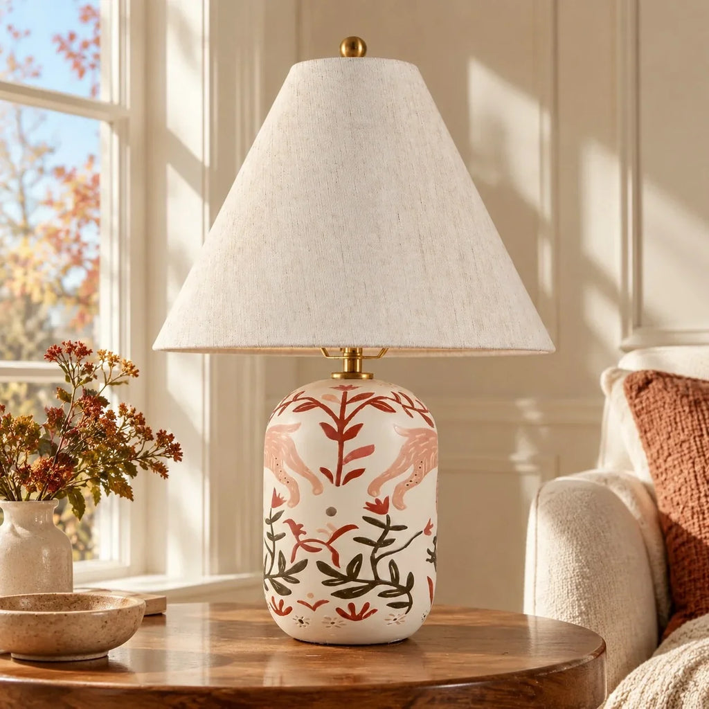 Table Lamp | Handcrafted Ceramic Base & Linen Shade