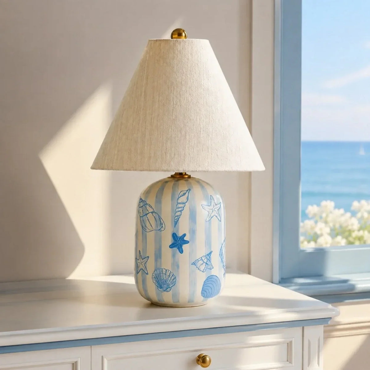 Table Lamp | Handcrafted Ceramic Base & Linen Shade