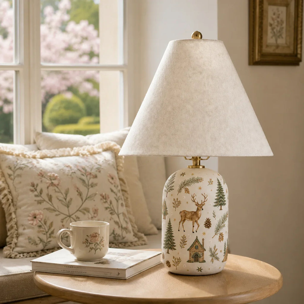 Table Lamp | Handcrafted Ceramic Base & Linen Shade