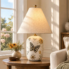 Table Lamp | Handcrafted Ceramic Base & Linen Shade