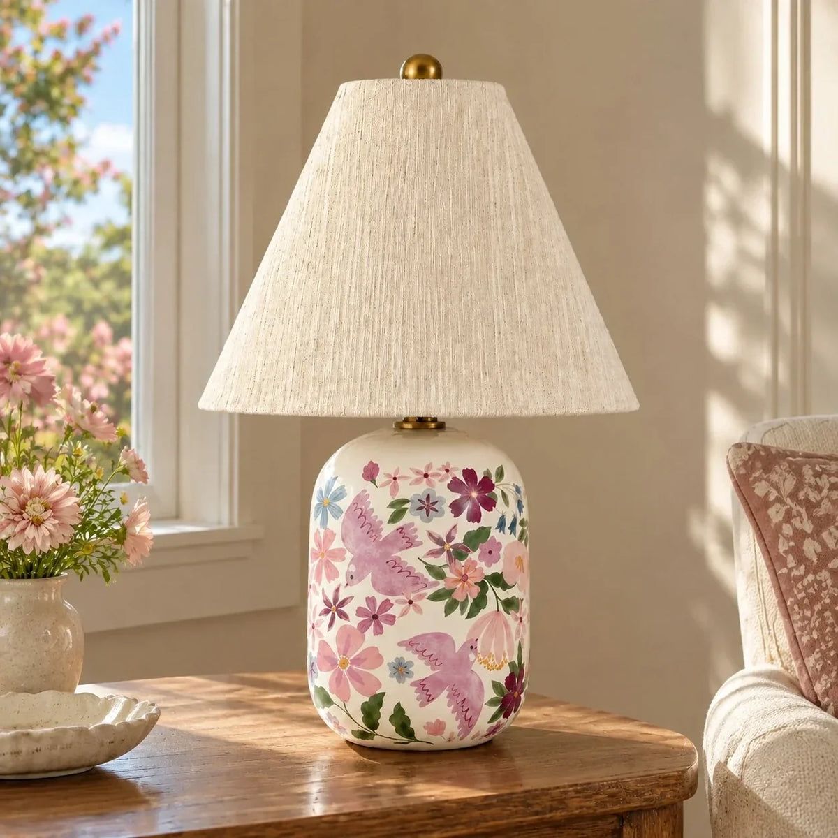 Table Lamp | Handcrafted Ceramic Base & Linen Shade