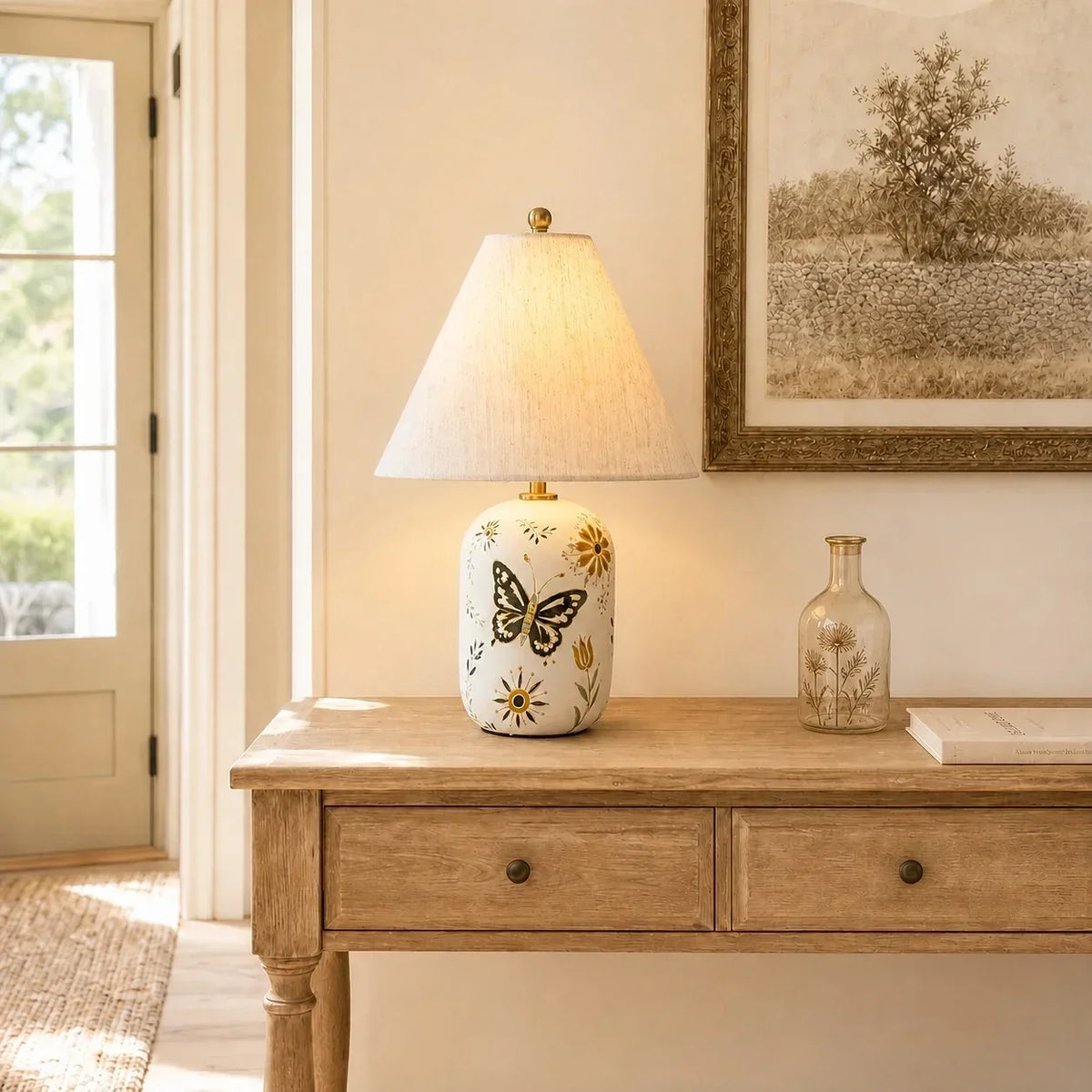 Table Lamp | Handcrafted Ceramic Base & Linen Shade