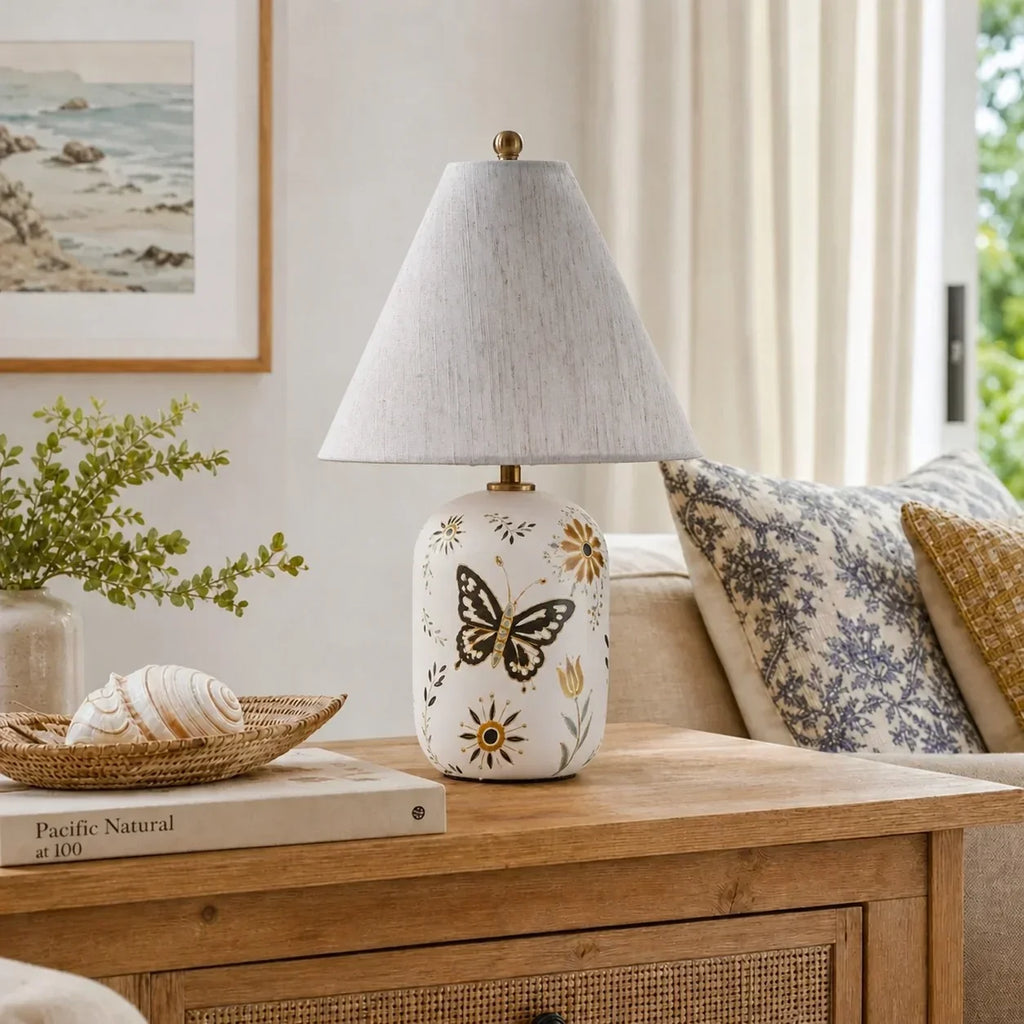 Table Lamp | Handcrafted Ceramic Base & Linen Shade