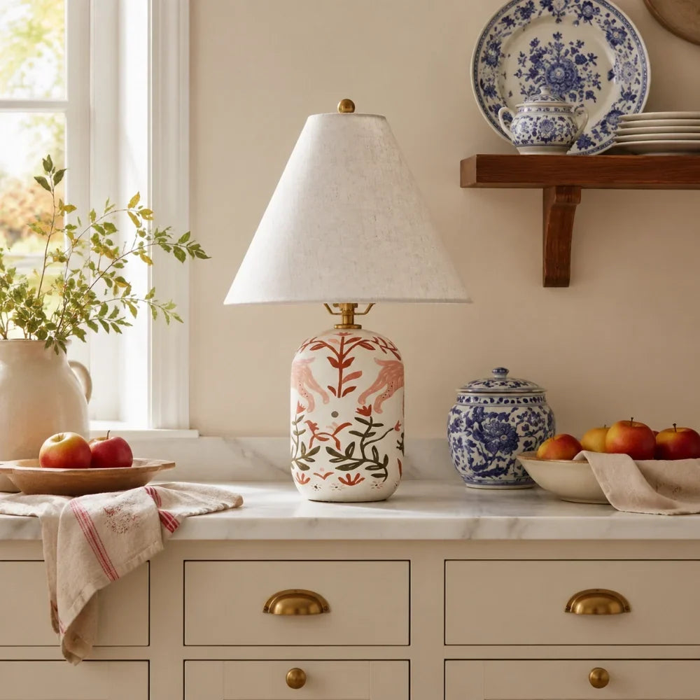 Table Lamp | Handcrafted Ceramic Base & Linen Shade