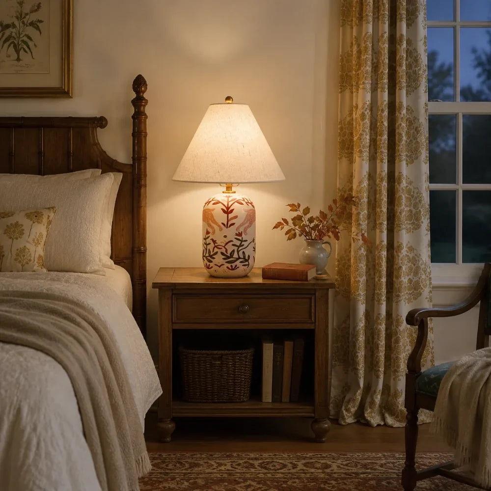 Table Lamp | Handcrafted Ceramic Base & Linen Shade