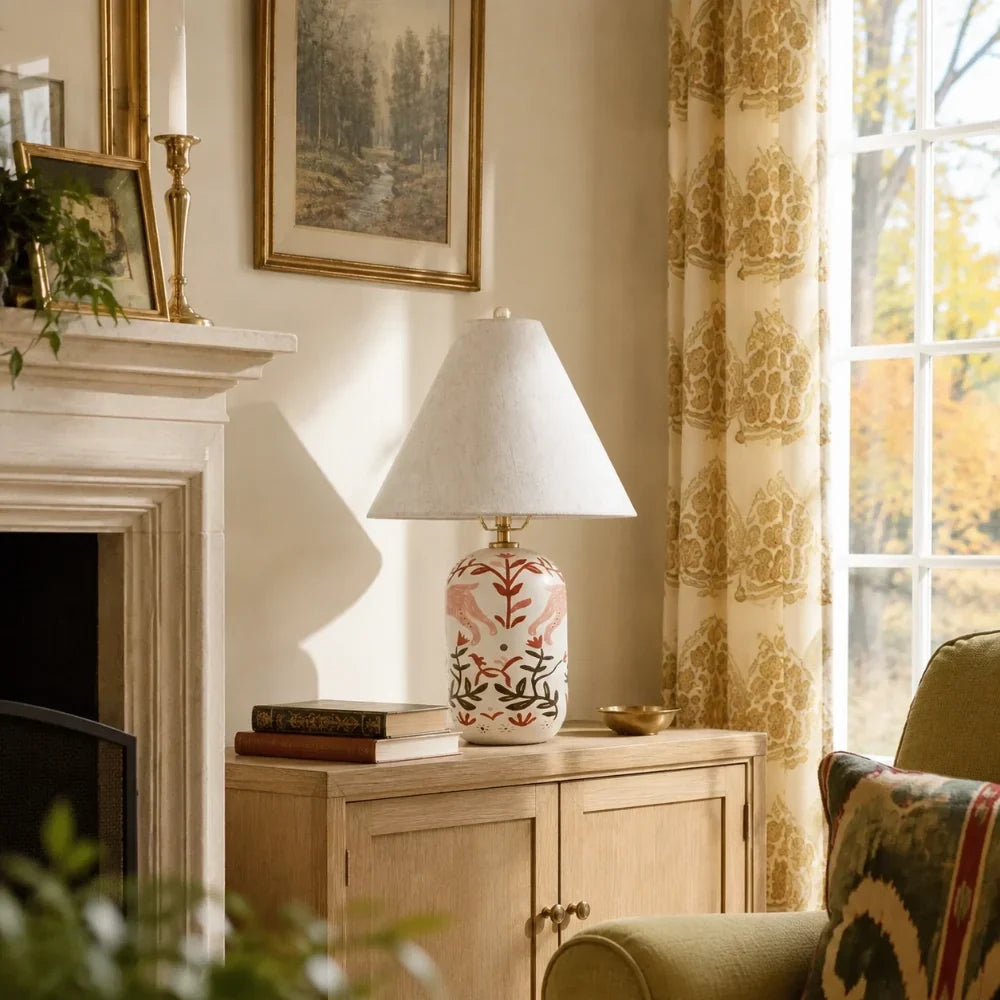 Table Lamp | Handcrafted Ceramic Base & Linen Shade