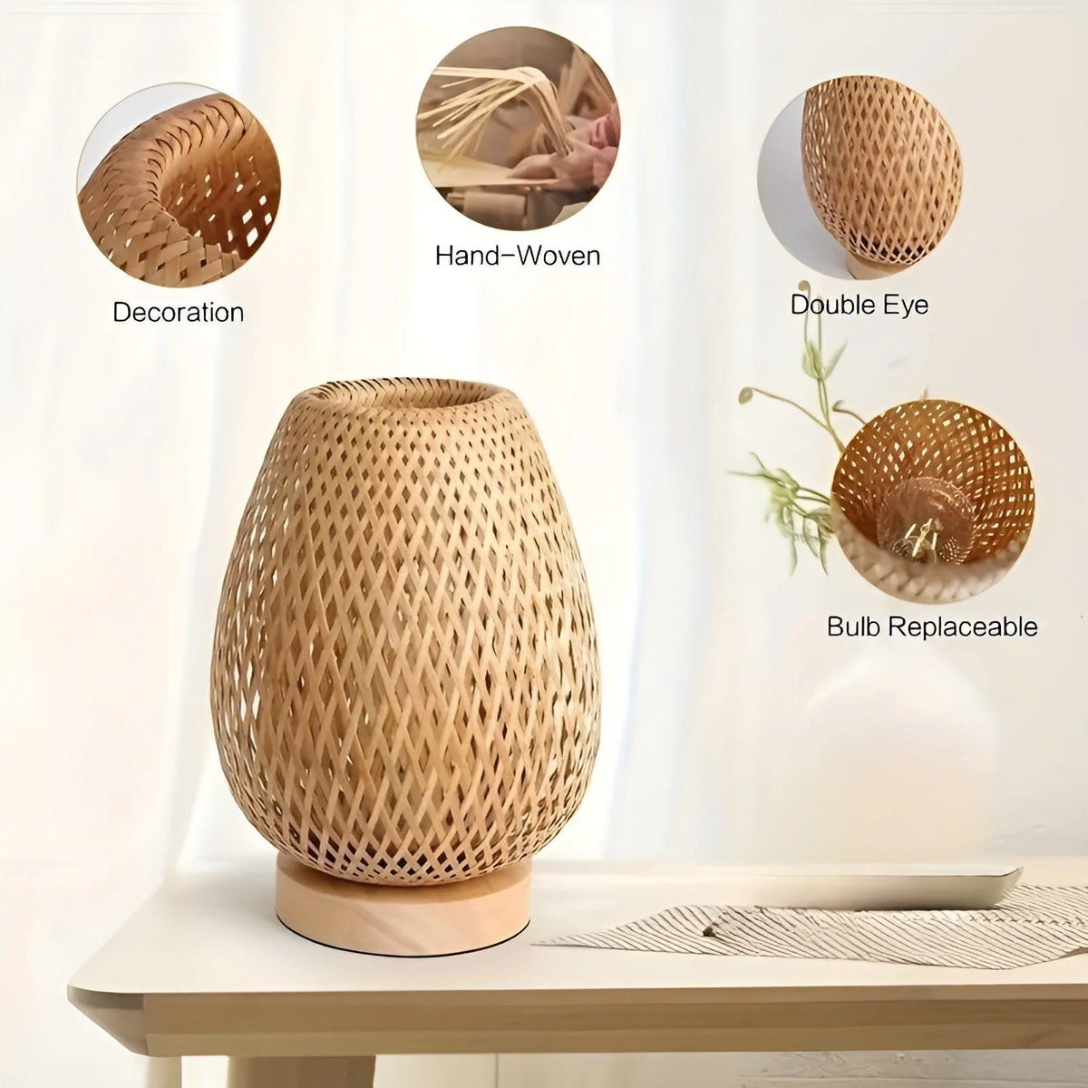 Table Lamp | Natural Bamboo, USB-Powered & Energy-Efficient