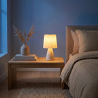 Table Lamp | Pleated Shade & Ceramic Tapered Base | Bedside Accent