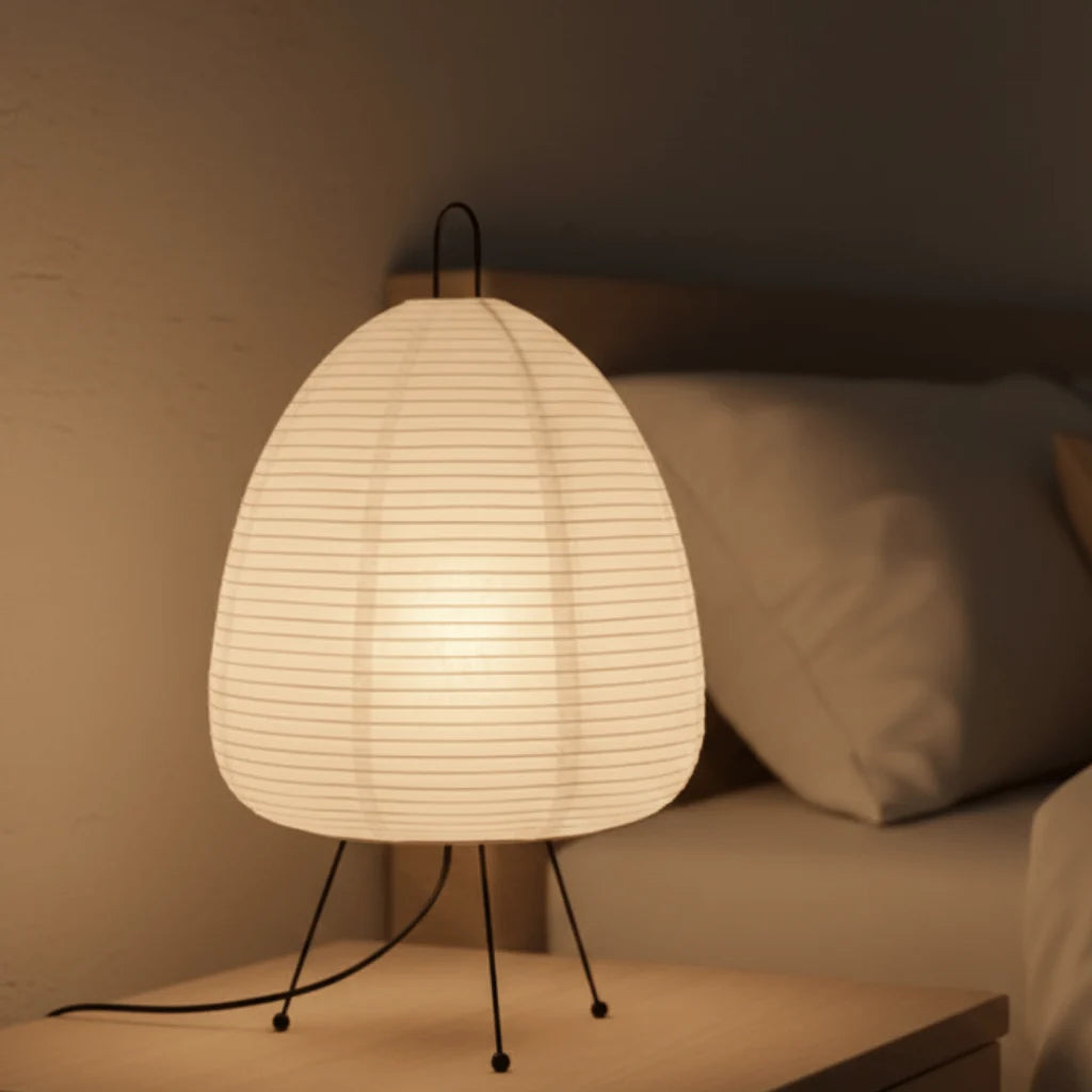 Table Lamp | Rice Paper Shade, Iron Base & Warm Glow