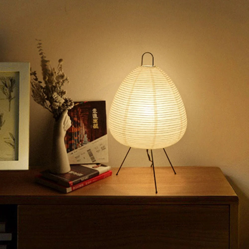 Table Lamp | Rice Paper Shade, Iron Base & Warm Glow