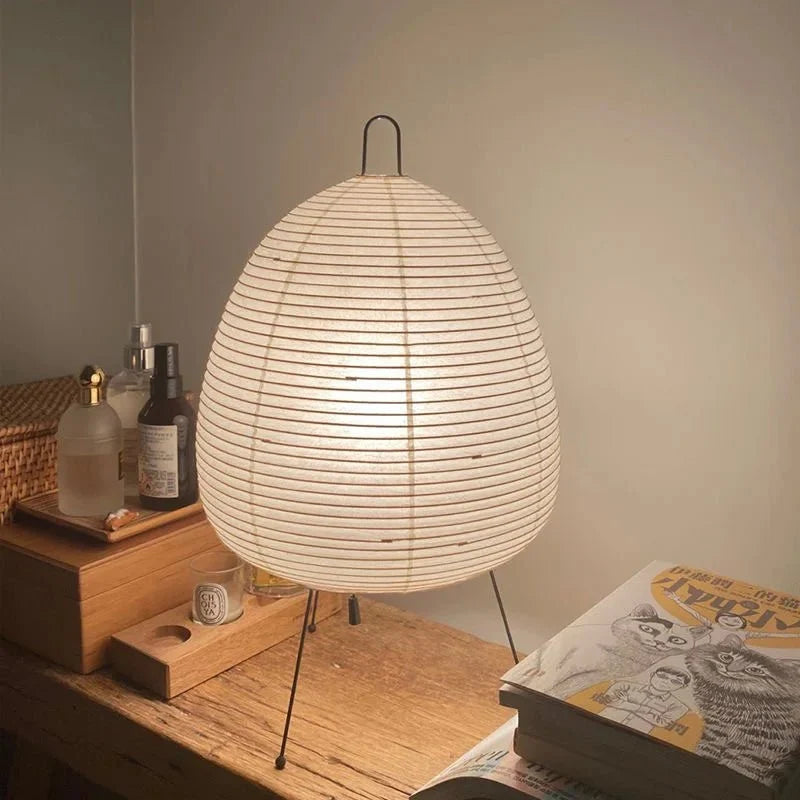 Table Lamp | Rice Paper Shade, Iron Base & Warm Glow