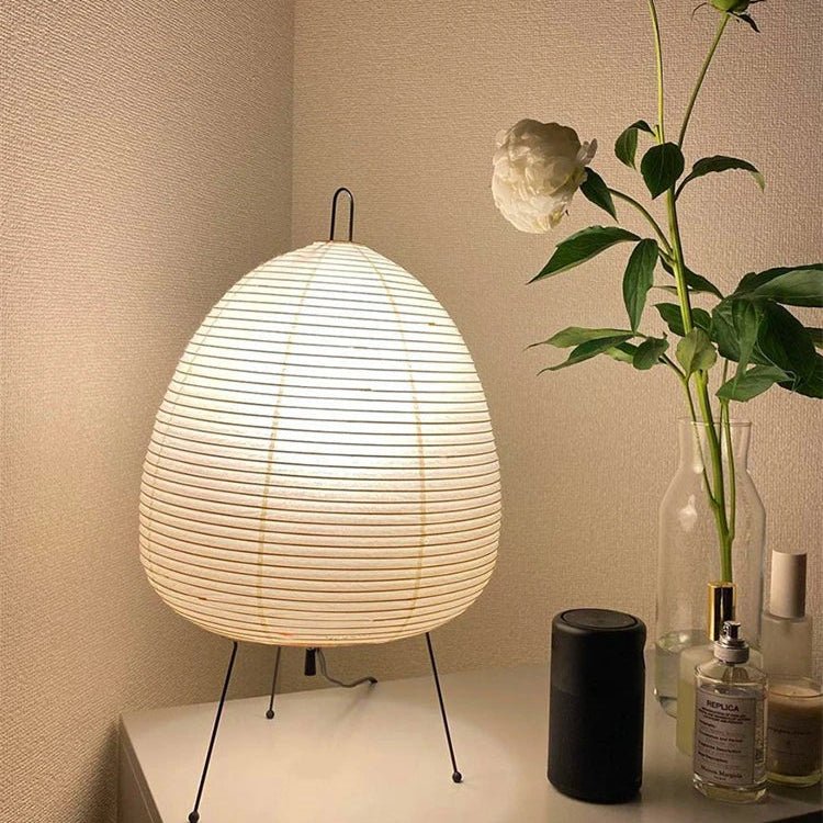 Table Lamp | Rice Paper Shade, Iron Base & Warm Glow
