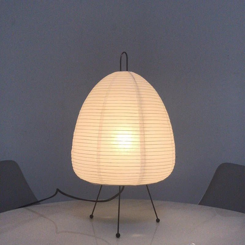 Table Lamp | Rice Paper Shade, Iron Base & Warm Glow