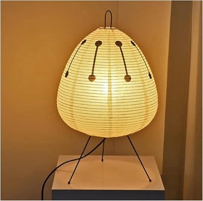 Table Lamp | Rice Paper Shade, Iron Base & Warm Glow