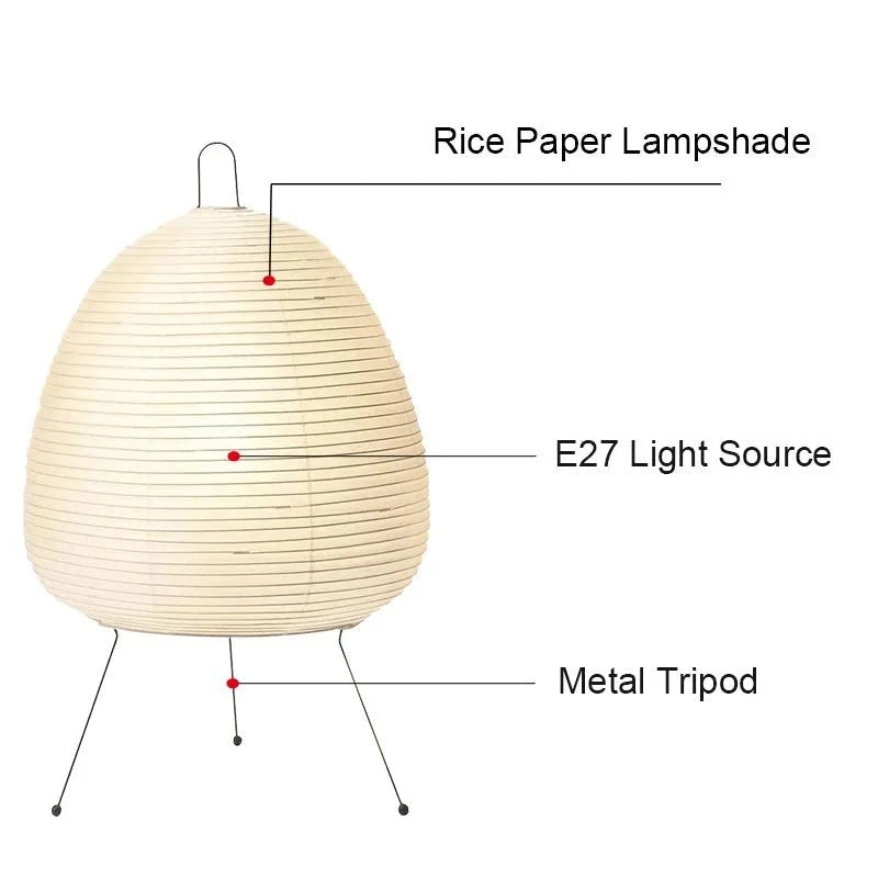 Table Lamp | Rice Paper Shade, Iron Base & Warm Glow