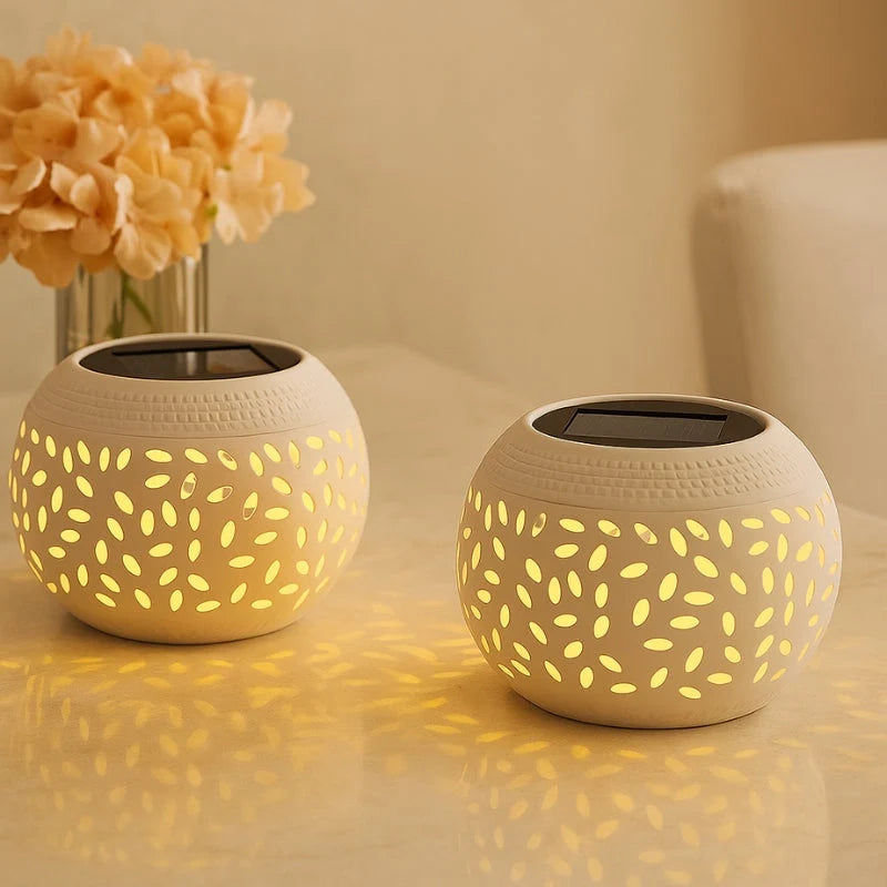 Table Lamp | Solar-Powered & Cordless | Decorative Eye Pattern
