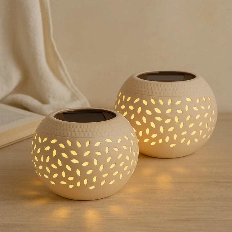Table Lamp | Solar-Powered & Cordless | Decorative Eye Pattern