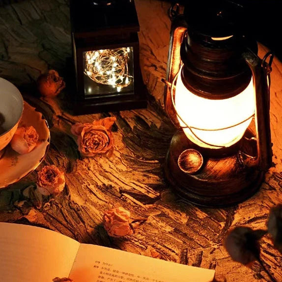 Table Lamp | Vintage Iron Base & Acrylic Shade | USB Powered
