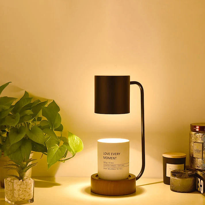 Table Lamp | Wood & Metal Candle Holder